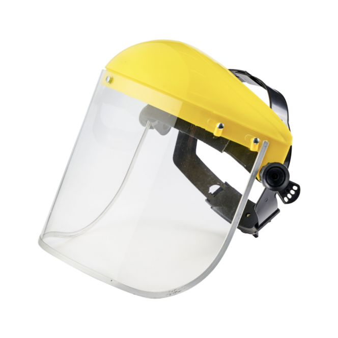 Face-shield with headgear and visor
